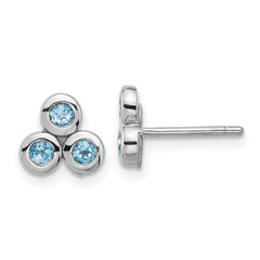 Sterling Silver Rhodium-plated Light Swiss Blue Topaz Post Earrings - 2