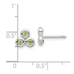Sterling Silver Rhodium-plated Peridot Post Earrings