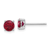 Sterling Silver Rhodium-plated 6mm Lab Created Ruby Stud Earrings