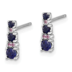 Sterling Silver Rh-plated .59 Cr. Bl Spinel .03 Cr. Wht Sapphire Post Earri