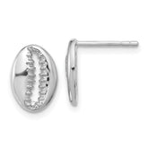 Sterling Silver Rh-plated Polished Cowrie Shell Post Earrings