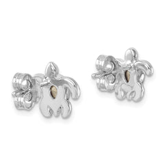 Sterling Silver Rhodium-plated Polished and Antiqued Blue Crystal March Turtle Post Earrings