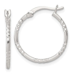 Sterling Silver Polished Diamond-cut Textured 20x1.5mm Round Hoop Earrings