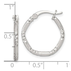 Sterling Silver Polished Diamond-cut Textured 20x2.25mm Round Hoop Earrings