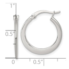 Sterling Silver Polished 20.0mm Tapered Round Hoop Earrings