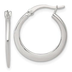 Sterling Silver Polished 20.0mm Tapered Round Hoop Earrings