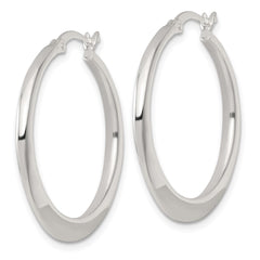 Sterling Silver Polished 30.0mm Tapered Round Hoop Earrings