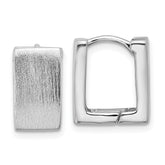 Sterling Silver Rhodium-plated Brushed 8mm Square Hinged Hoop Earrings
