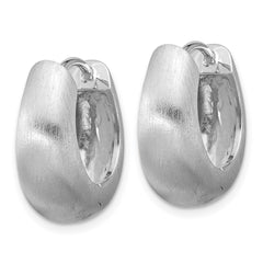 Sterling Silver Rhodium-plated Brushed Tapered Hinged Hoop Earrings