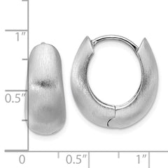 Sterling Silver Rhodium-plated Brushed Tapered Hinged Hoop Earrings