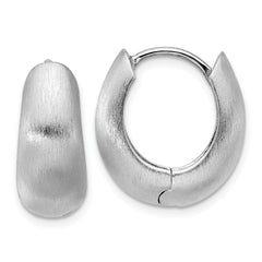 Sterling Silver Rhodium-plated Brushed Tapered Hinged Hoop Earrings