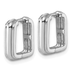 Sterling Silver Rhodium-plated Polished And Grooved 3.5mm x 14mm Square Hinged Hoop Earrings - 2