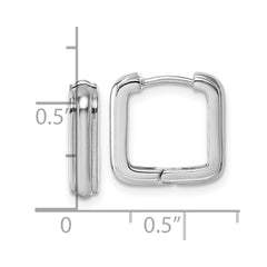 Sterling Silver Rhodium-plated Polished And Grooved 3.5mm x 14mm Square Hinged Hoop Earrings - 2