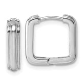 Sterling Silver Rhodium-plated Polished And Grooved 3.5mm x 14mm Square Hinged Hoop Earrings - 2