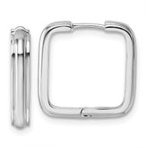 Sterling Silver Rhodium-plated Polished And Grooved 3.5mm x 17mm Square Hinged Hoop Earrings