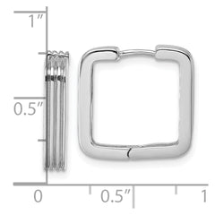 Sterling Silver Rhodium-plated Polished And Grooved 3.5mm x 17mm Square Hinged Hoop Earrings - 2