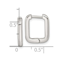 Sterling Silver Polished 2.5mm x 12mm Rectangular Hinged Hoop Earrings