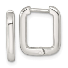 Sterling Silver Polished 2.5mm x 12mm Rectangular Hinged Hoop Earrings