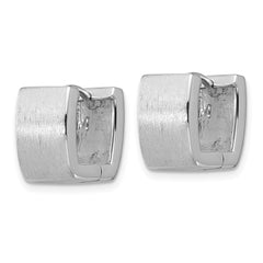 Sterling Silver Rhodium-plated Brushed 8.5mm x 12mm Square Hinged Hoop Earrings