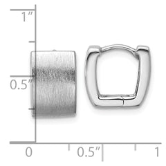 Sterling Silver Rhodium-plated Brushed 8.5mm x 12mm Square Hinged Hoop Earrings