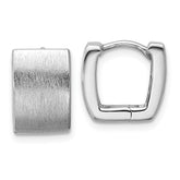 Sterling Silver Rhodium-plated Brushed 8.5mm x 12mm Square Hinged Hoop Earrings