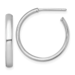 Sterling Silver Rhodium-plated Polished 3.00 x 23mm C-Hoop Post Earrings