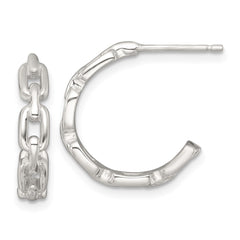 Sterling Silver Polished Chain Link C-Hoop Post Earrings