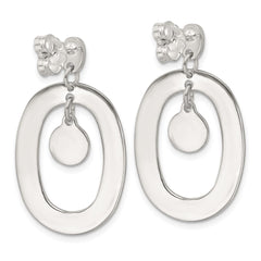 Sterling Silver Open Oval with Mother of Pearl Dangle Post Earrings