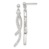Sterling Silver Polished Fancy CZ Swirl Post Dangle Earrings