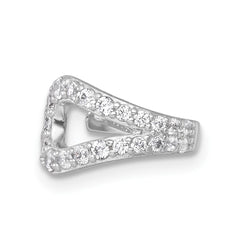 Sterling Silver Rhodium-plated Polished CZ Single Ear Cuff