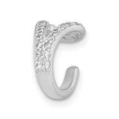 Sterling Silver Rhodium-plated Polished CZ Single Ear Cuff
