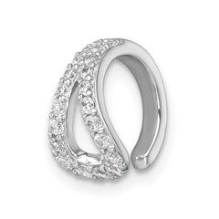 Sterling Silver Rhodium-plated Polished CZ Single Ear Cuff