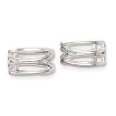 Sterling Silver Polished Double Criss Cross Pair of Ear Cuffs