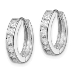 Sterling Silver Rhodium-plated CZ Hinged Hoop Earrings - 6