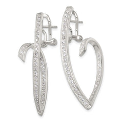 Sterling Silver Polished CZ Fancy Swirl In and Out Omega Back Post Earrings
