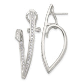 Sterling Silver Polished CZ Fancy Swirl In and Out Omega Back Post Earrings