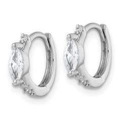 Sterling Silver Rhodium-plated Polished Round and Marquise CZ Round Hinged Hoop Earrings