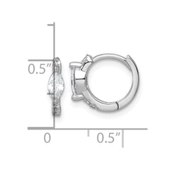 Sterling Silver Rhodium-plated Polished Round and Marquise CZ Round Hinged Hoop Earrings