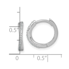 Sterling Silver Rhodium-plated Polished CZ -X- Round Hinged Hoop Earrings - 2