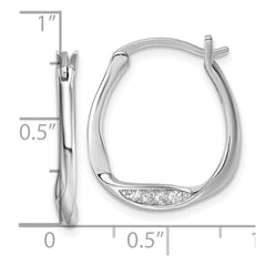 Sterling Silver Rhodium-plated CZ Polished Twist Hoop Earrings