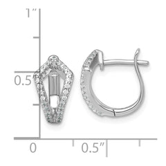 Sterling Silver Rhodium-plated Polished CZ Hinged Hoop Earrings - 2