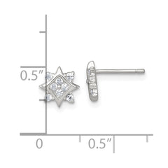 Sterling Silver Polished CZ Star Post Earrings