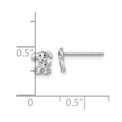 Sterling Silver Rhodium-plated Polished Enameled Puppy Dog Post Earrings