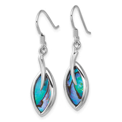 Sterling Silver Rhodium-plated Polished Abalone Leaf Dangle Shepherd Hook Earrings - 2