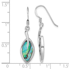Sterling Silver Rhodium-plated Polished Abalone Leaf Dangle Shepherd Hook Earrings - 2