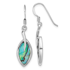 Sterling Silver Rhodium-plated Polished Abalone Leaf Dangle Shepherd Hook Earrings - 2
