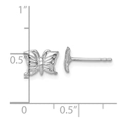Sterling Silver Madi K Rhodium-plated Polished and Textured Butterfly Childrens Post Earrings