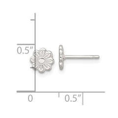 Sterling Silver Polished and Grooved Flower Childrens Post Earrings