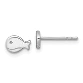 Sterling Silver Rhodium-plated Polished Whale Post Earrings