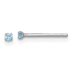 Sterling Silver Madi K Rhodium-plated 2.00mm Blue CZ Childrens Stud Post Earrings